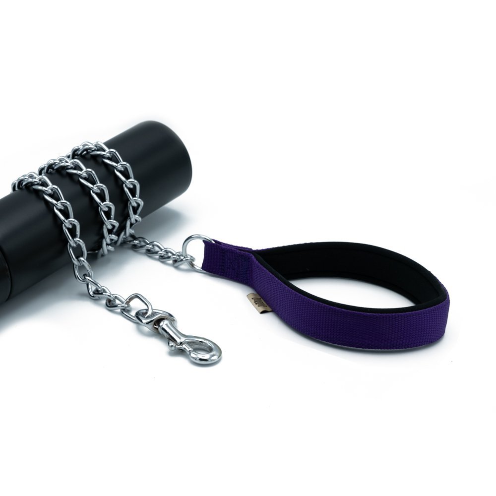 Doggie Konforlu Dokumadan El Yapımı Zincirli Köpek Gezdirme Kayışı 3,5x110cm - Purple
