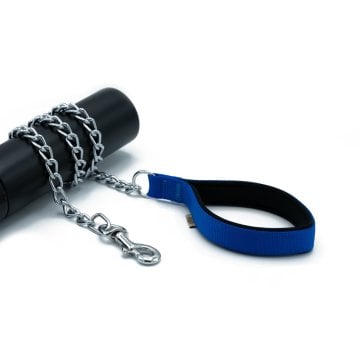 Doggie Konforlu Dokumadan El Yapımı Zincirli Köpek Gezdirme Kayışı 3,5x110cm - Royal Blue