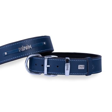 Doggie Konforlu Gerçek Deriden El Yapımı İsimlikli Köpek Boyun Tasması 4x47-55cm - Royal Blue