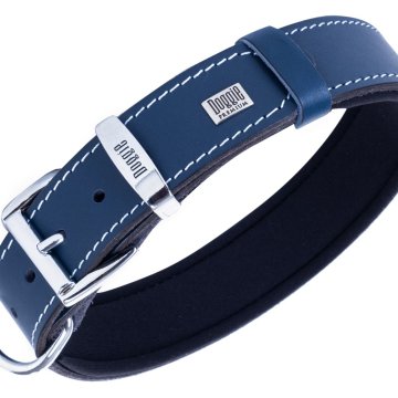 Doggie Konforlu Gerçek Deriden El Yapımı İsimlikli Köpek Boyun Tasması 4x47-55cm - Royal Blue