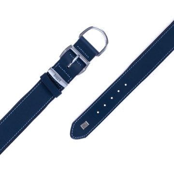Doggie Konforlu Gerçek Deriden El Yapımı İsimlikli Köpek Boyun Tasması 4x47-55cm - Royal Blue