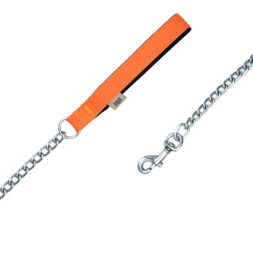 Doggie Konforlu Dokumadan El Yapımı Zincirli Köpek Gezdirme Kayışı 3,5x110cm - Orange