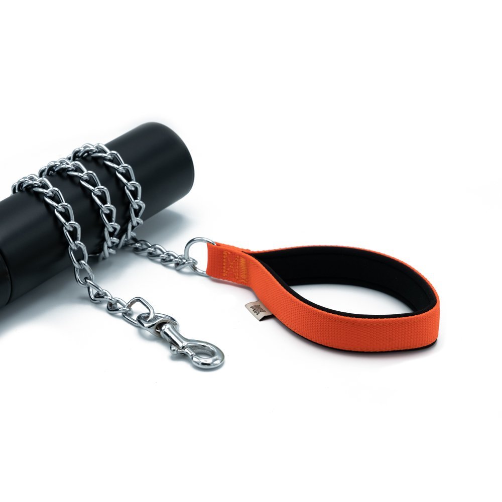 Doggie Konforlu Dokumadan El Yapımı Zincirli Köpek Gezdirme Kayışı 3,5x110cm - Orange