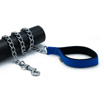 Doggie Konforlu Dokumadan El Yapımı Zincirli Köpek Gezdirme Kayışı 4x110cm - Royal Blue