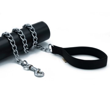 Doggie Konforlu Dokumadan El Yapımı Zincirli Köpek Gezdirme Kayışı 4x110cm - Black