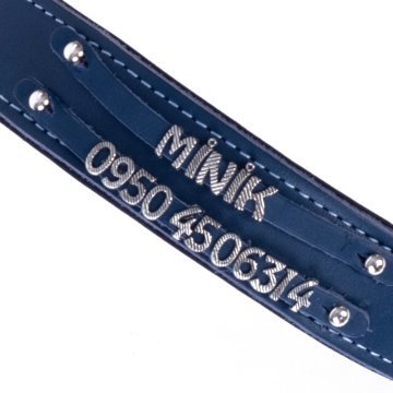 Doggie Konforlu Gerçek Deriden El Yapımı Çift İsimlikli Köpek Boyun Tasması 4x47-55cm - Royal Blue