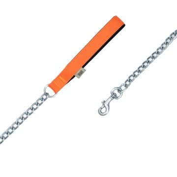 Doggie Konforlu Dokumadan El Yapımı Zincirli Köpek Gezdirme Kayışı 4x110cm - Orange