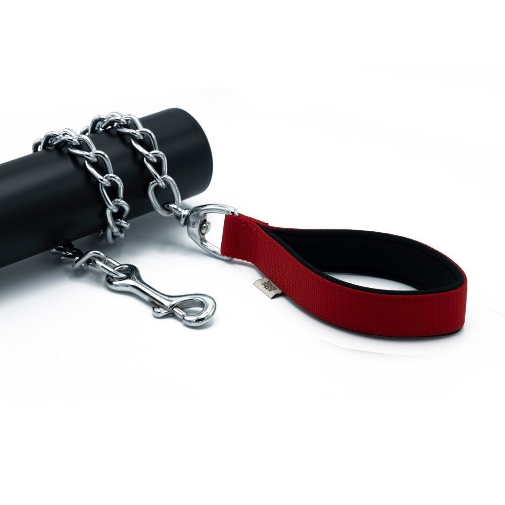 Doggie Konforlu Dokumadan El Yapımı Zincirli Köpek Gezdirme Kayışı 4,5x80cm - Red
