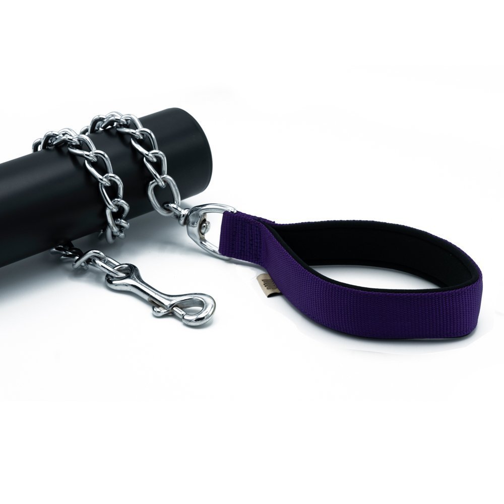 Doggie Konforlu Dokumadan El Yapımı Zincirli Köpek Gezdirme Kayışı 4,5x80cm - Purple
