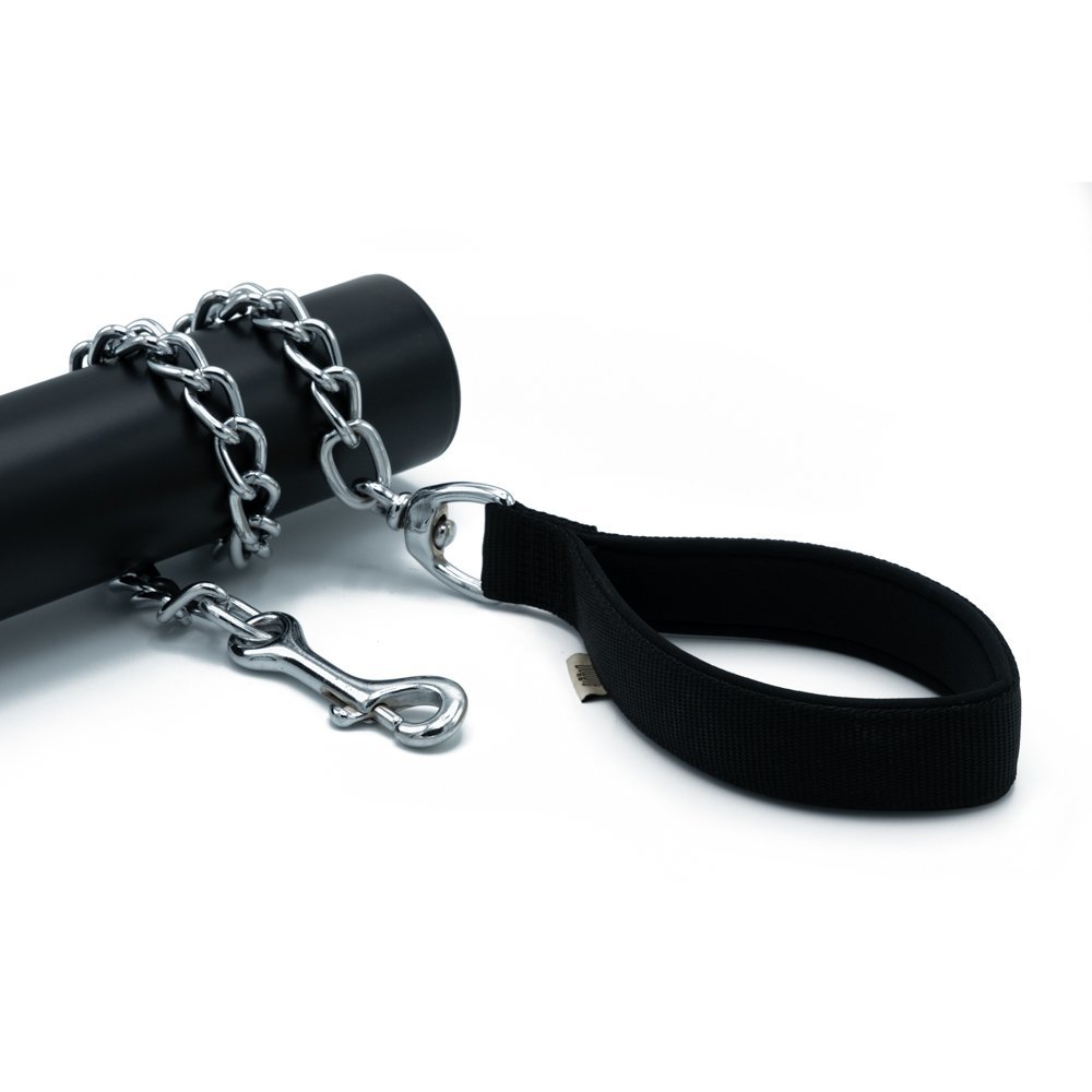Doggie Konforlu Dokumadan El Yapımı Zincirli Köpek Gezdirme Kayışı 4,5x80cm - Black
