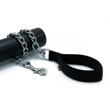 Doggie Konforlu Dokumadan El Yapımı Zincirli Köpek Gezdirme Kayışı 4,5x80cm - Black