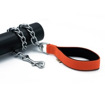 Doggie Konforlu Dokumadan El Yapımı Zincirli Köpek Gezdirme Kayışı 4,5x80cm - Orange