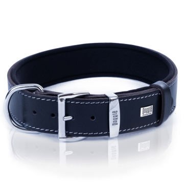 Doggie Konforlu Gerçek Deriden El Yapımı Nazar Boncuklu Köpek Boyun Tasması 4x47-55cm - Black