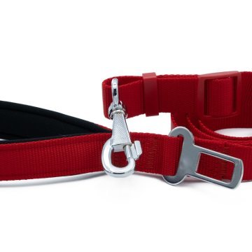 Doggie Dokumadan El Yapımı Emniyet Kemerli Köpek Gezdirme Aparatı 2,5x80-120cm - Red