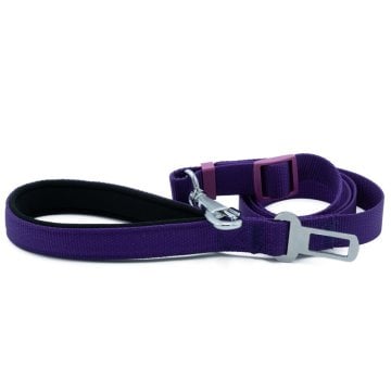 Doggie Dokumadan El Yapımı Emniyet Kemerli Köpek Gezdirme Aparatı 2,5x80-120cm - Purple