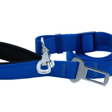 Doggie Dokumadan El Yapımı Emniyet Kemerli Köpek Gezdirme Aparatı 2,5x80-120cm - Royal Blue