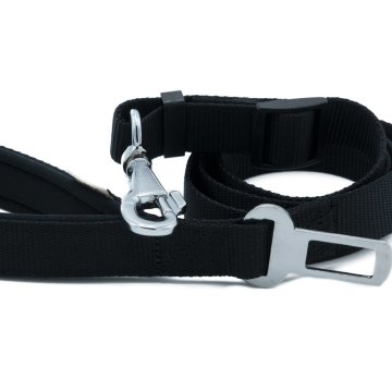 Doggie Dokumadan El Yapımı Emniyet Kemerli Köpek Gezdirme Aparatı 2,5x80-120cm - Black