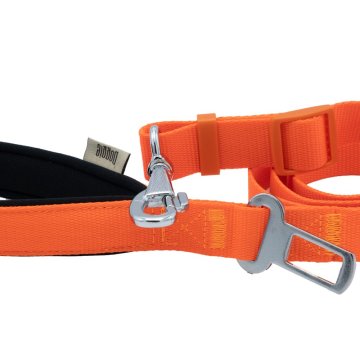 Doggie Dokumadan El Yapımı Emniyet Kemerli Köpek Gezdirme Aparatı 2,5x80-120cm - Orange