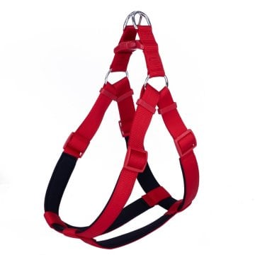 Doggie Konforlu Dokumadan El Yapımı Ronin Model Köpek Göğüs Tasması 3XL-3x75-85cm - Red