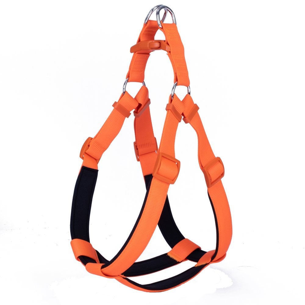 Doggie Konforlu Dokumadan El Yapımı Ronin Model Köpek Göğüs Tasması 3XL-3x75-85cm - Orange