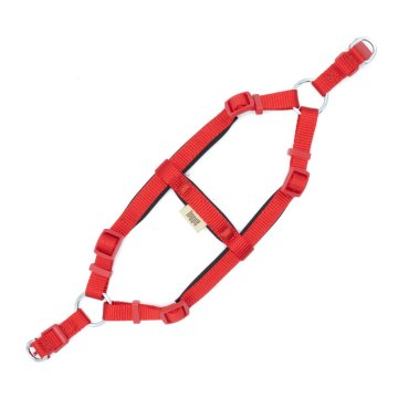 Doggie Konforlu Dokumadan El Yapımı Ronin Model Köpek Göğüs Tasması XS-1,5x35-45cm - Red