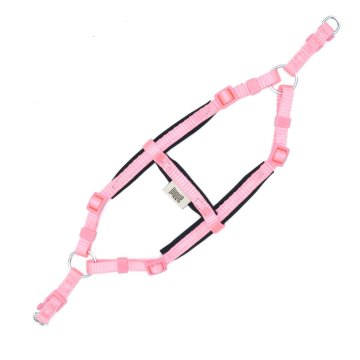 Doggie Konforlu Dokumadan El Yapımı Ronin Model Köpek Göğüs Tasması XXS-1x30-35cm - Pink