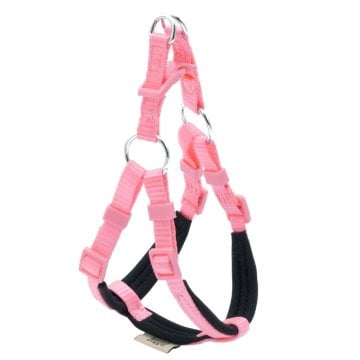 Doggie Konforlu Dokumadan El Yapımı Ronin Model Köpek Göğüs Tasması XXS-1x30-35cm - Pink