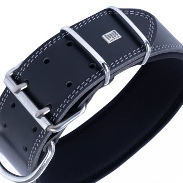 Doggie Çift Kat Gerçek Deriden El Yapımı Çivili Köpek Boyun Tasması 6x55-65cm - Black