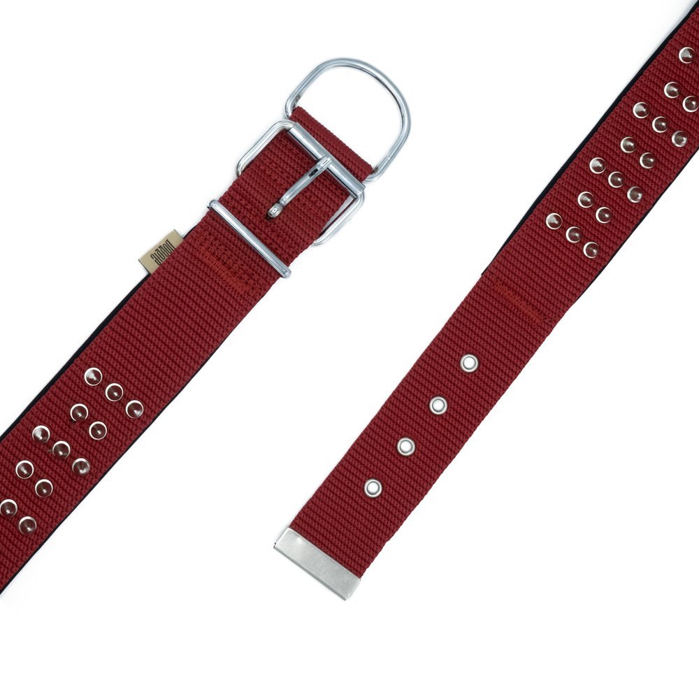 Doggie Konforlu Dokumadan El Yapımı Çivili Köpek Boyun Tasması 5x60-70cm - Red