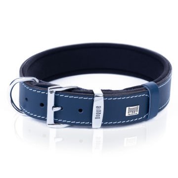 Doggie Konforlu Gerçek Deriden El Yapımı Çivili Köpek Boyun Tasması 4x47-55cm - Royal Blue