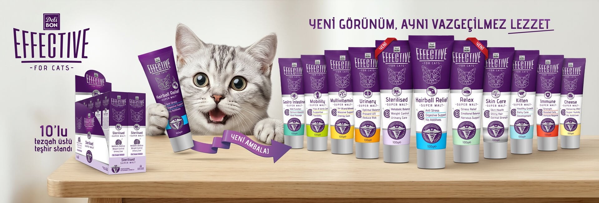 Delibon Effective – Kediler için malt ve takviye macun çeşitleri, yeni formül.