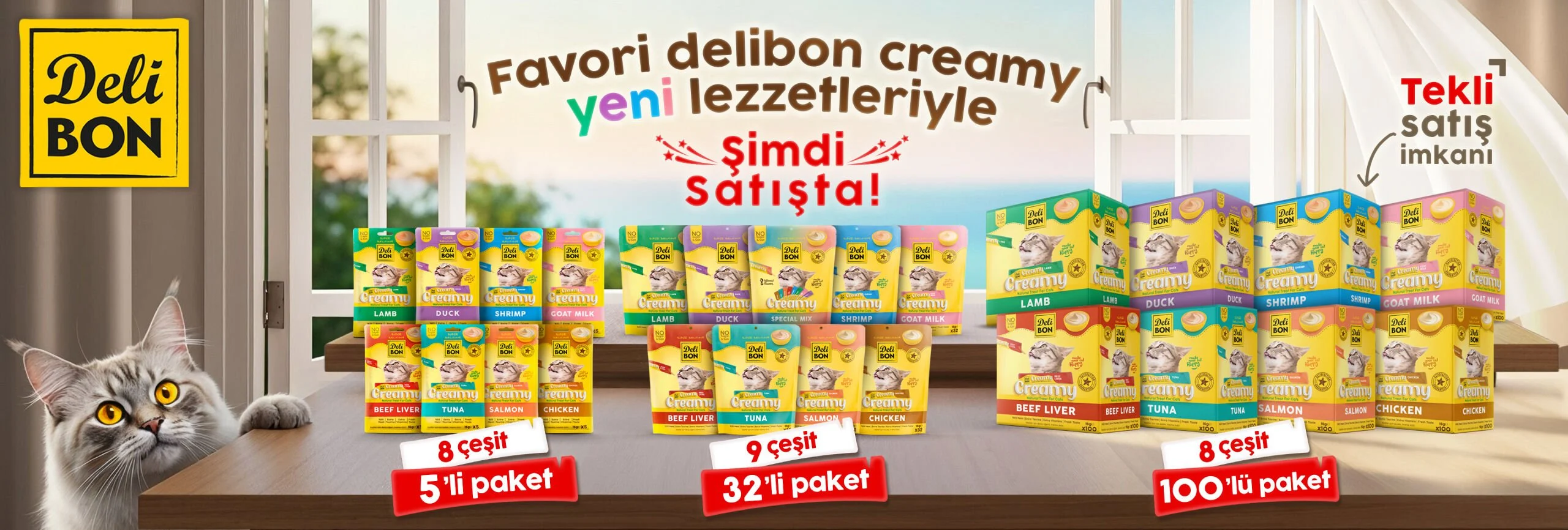 Delibon Creamy Kedi ödül mamaları, yeni lezzet çeşitleri