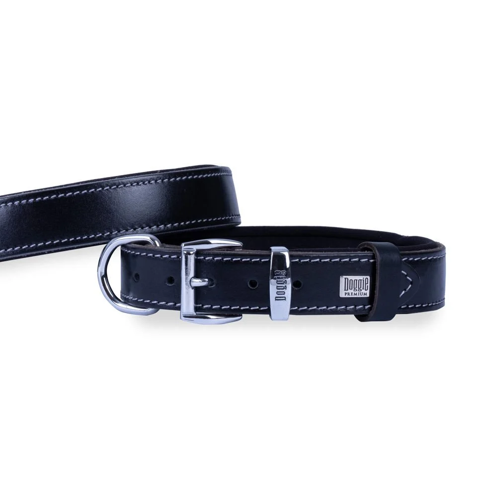 [SBT2510MBLACK] Doggie Deri Köpek Tasması 2.5x37-45cm (Siyah)