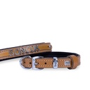 Doggie Nameplate Leather Dog Collar 2x30-35cm