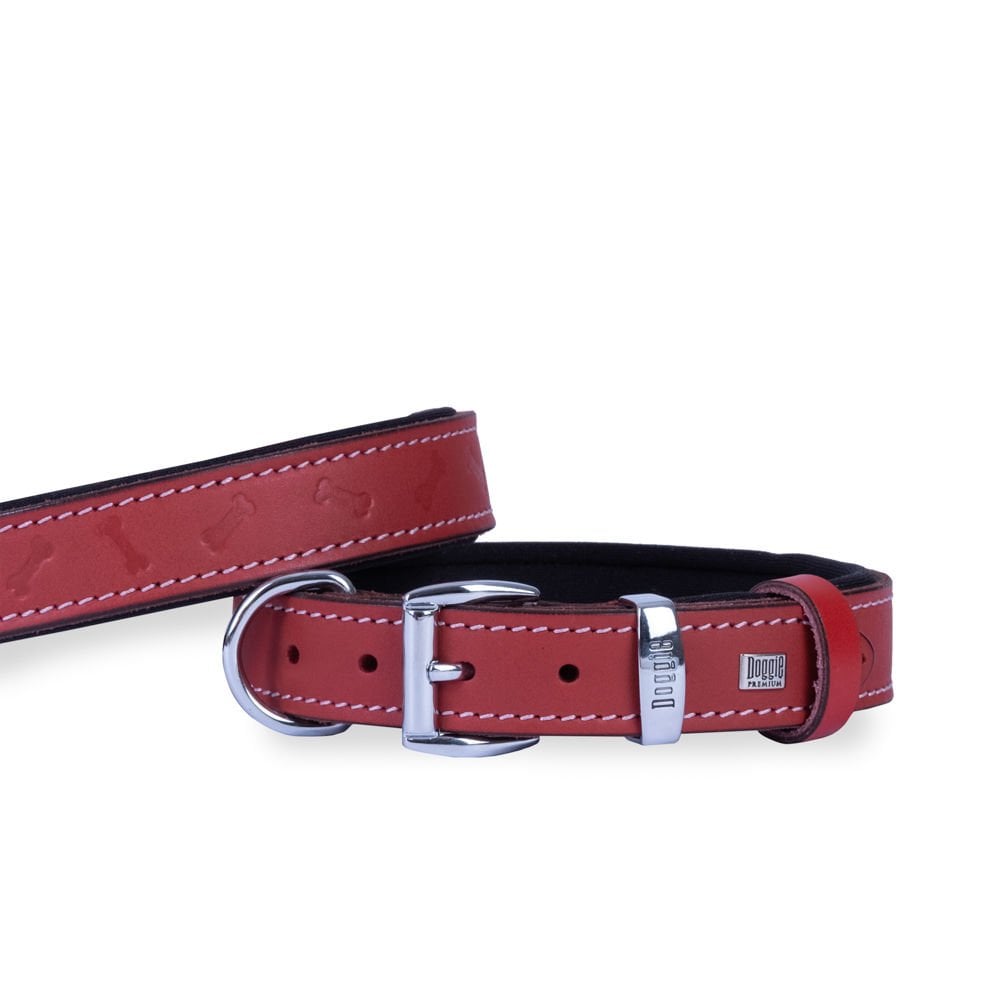 Doggie Bone Pattern Leather Dog Collar 3x42-50cm