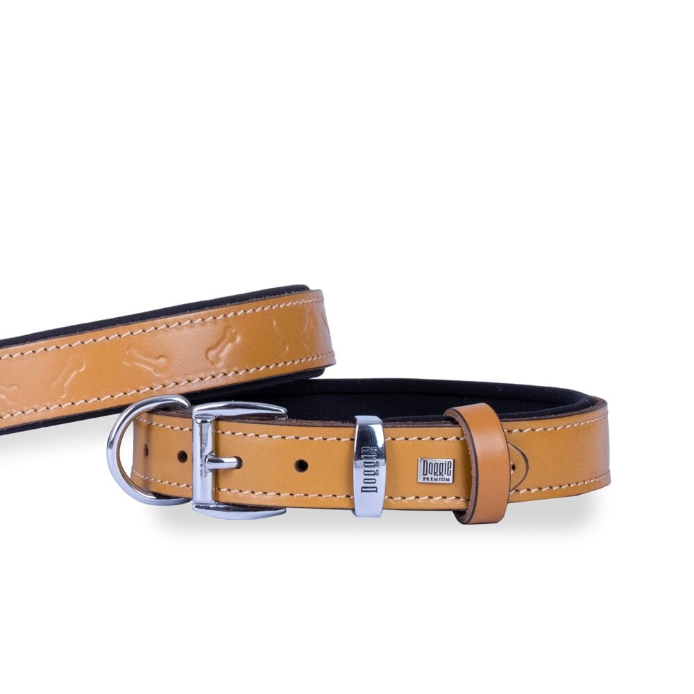 Doggie Bone Pattern Leather Dog Collar 3x42-50cm