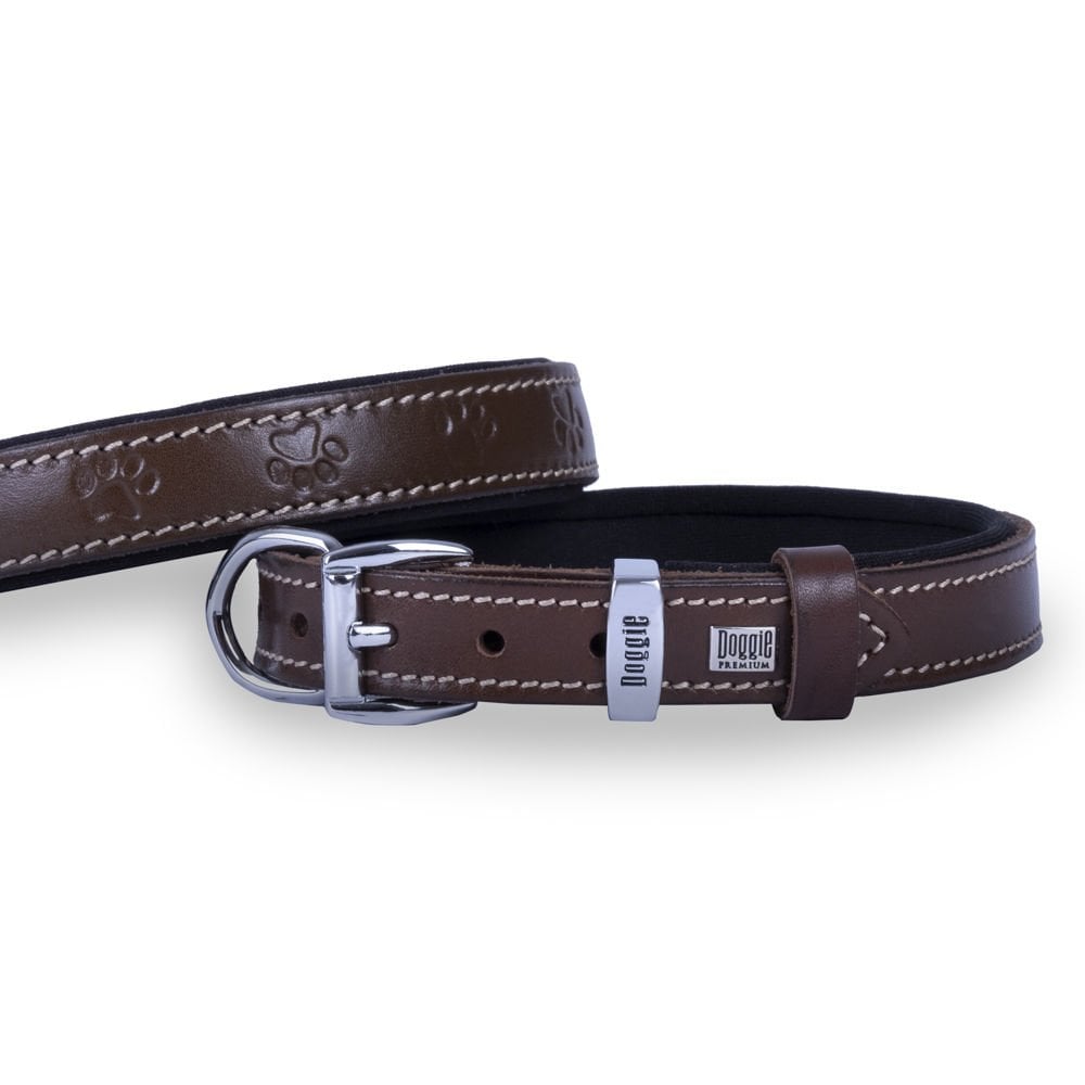 Doggie Paw Pattern Leather Dog Collar 2x30-35cm