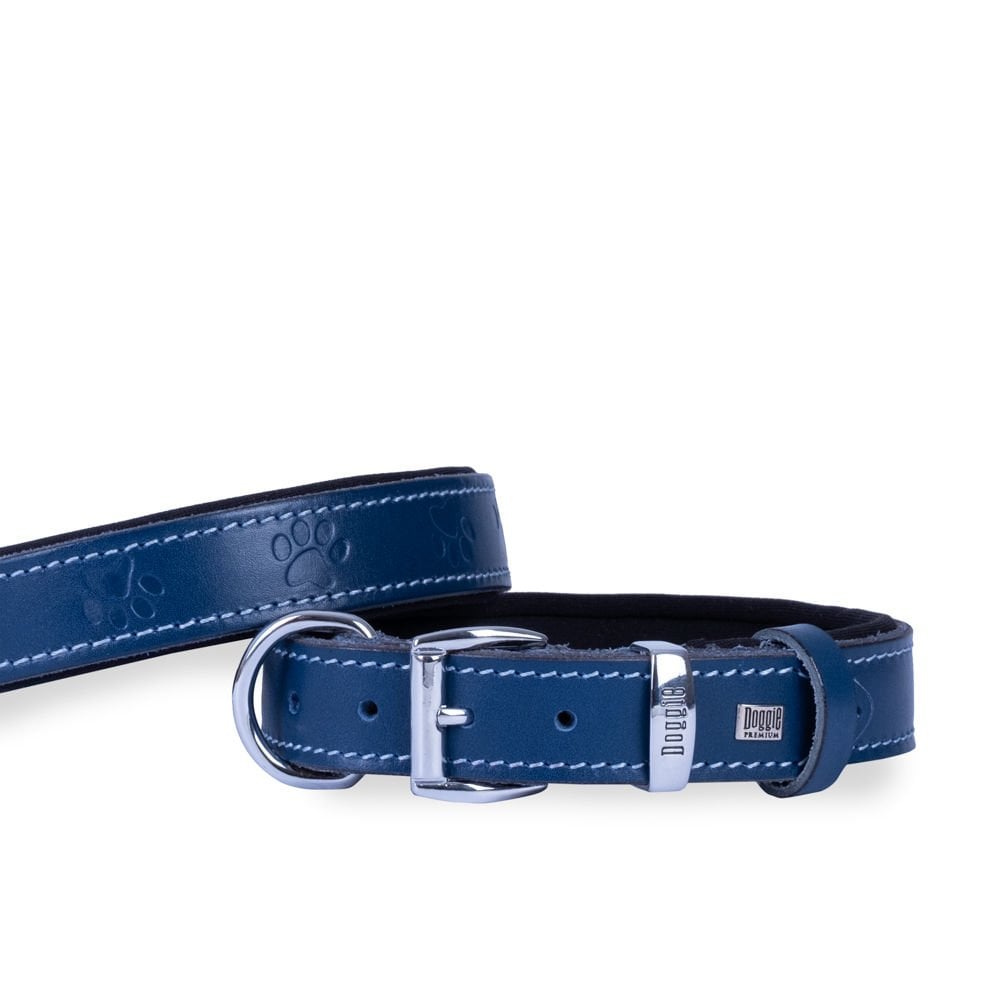 Doggie Paw Pattern Leather Dog Collar 3x42-50cm