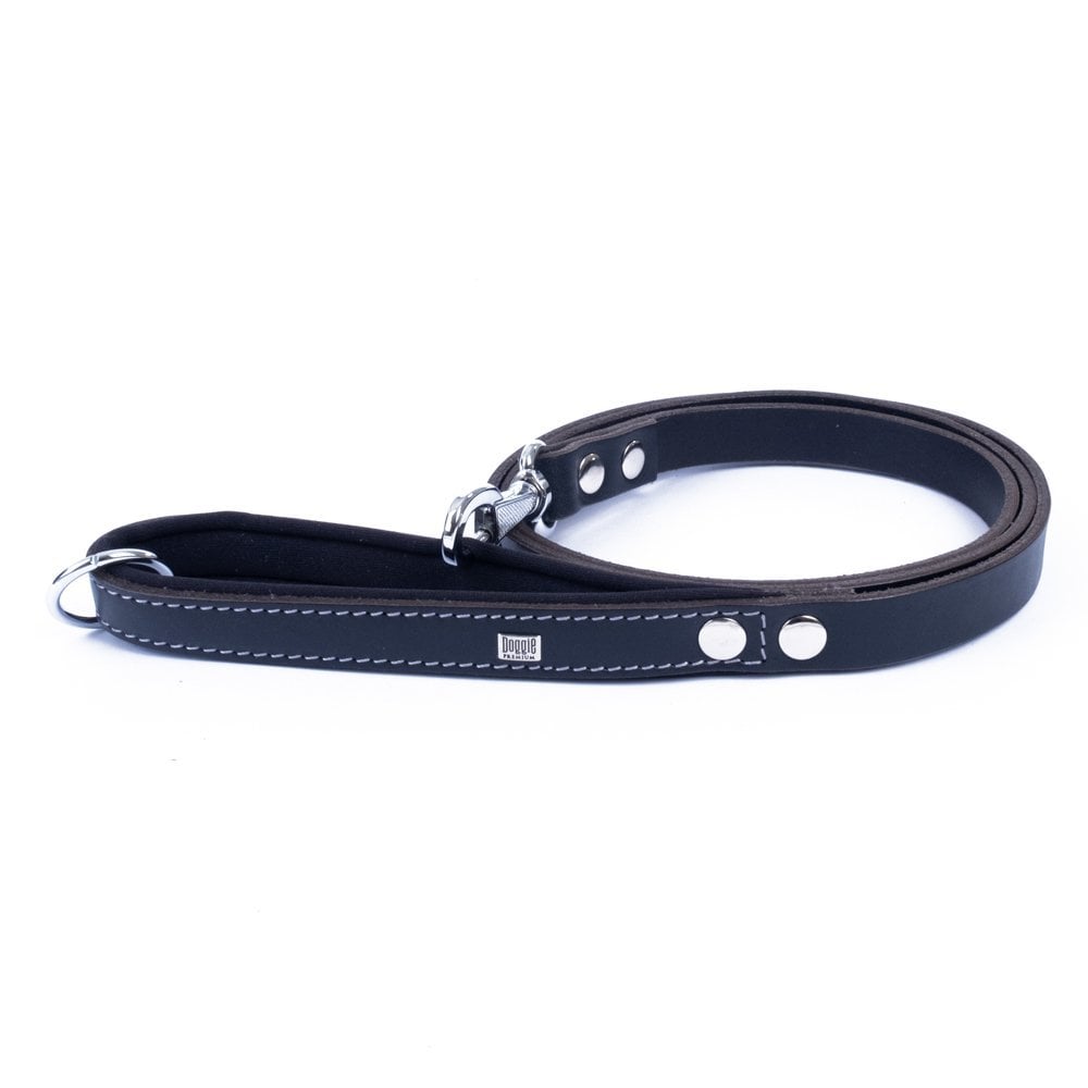 [GZT20MBLACK] Doggie Leather Dog Leash 2x140cm (Black)