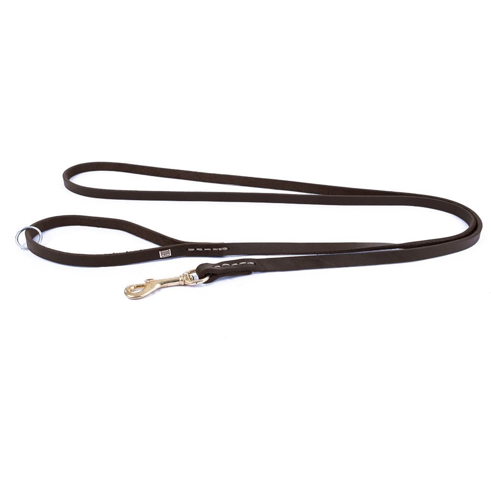 [YEGT11SOILCHESTNUT] Doggie Yağlı Deri Köpek Gezdirme Kayışı 1.1x150cm (Kahve)