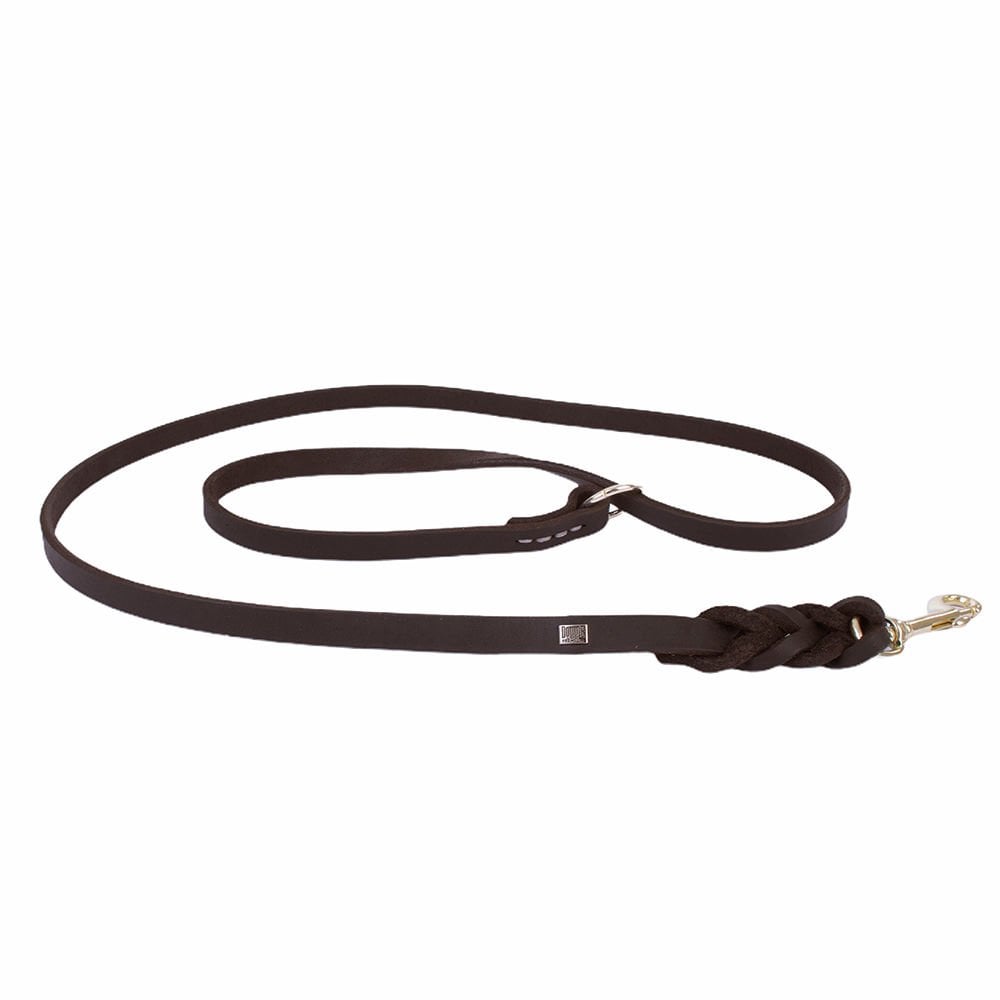 [YHEGT14MOILCHESTNUT] Doggie Yarışma Yağlı Deri Köpek Gezdirme Kayışı 1.4x180cm (Kahve)