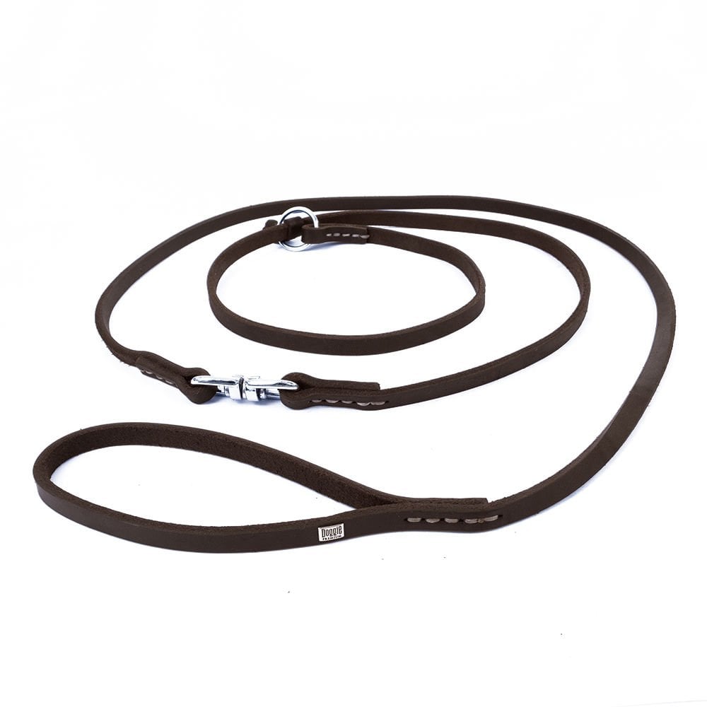 [YBEG11MOILCHESTNUT] Doggie Yağlı Deri Eğitim Köpek Gezdirme Kayışı 1.1x180cm (Kahve)