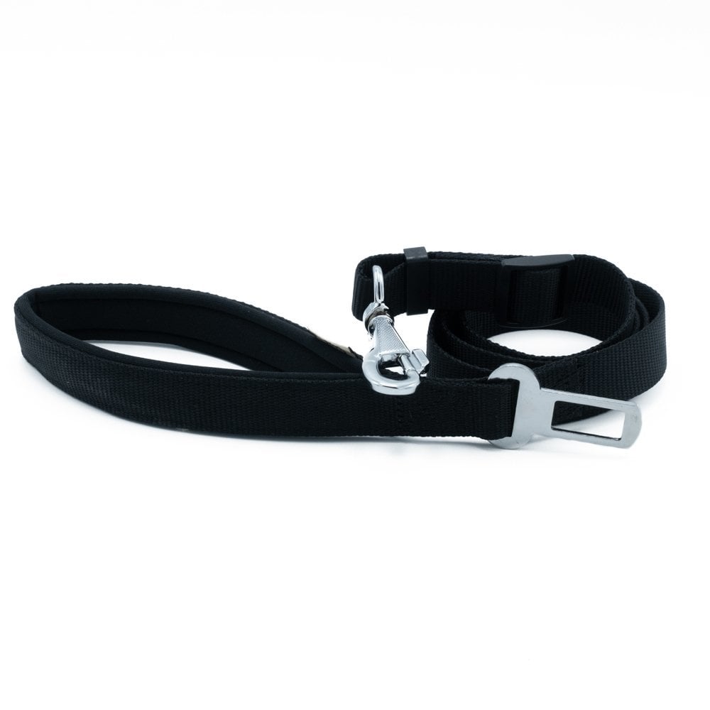 [DEKG25MBLACK] Doggie Emniyet Kemerli Dokuma Köpek Gezdirme Kayışı 2.5x80-120cm (Siyah)
