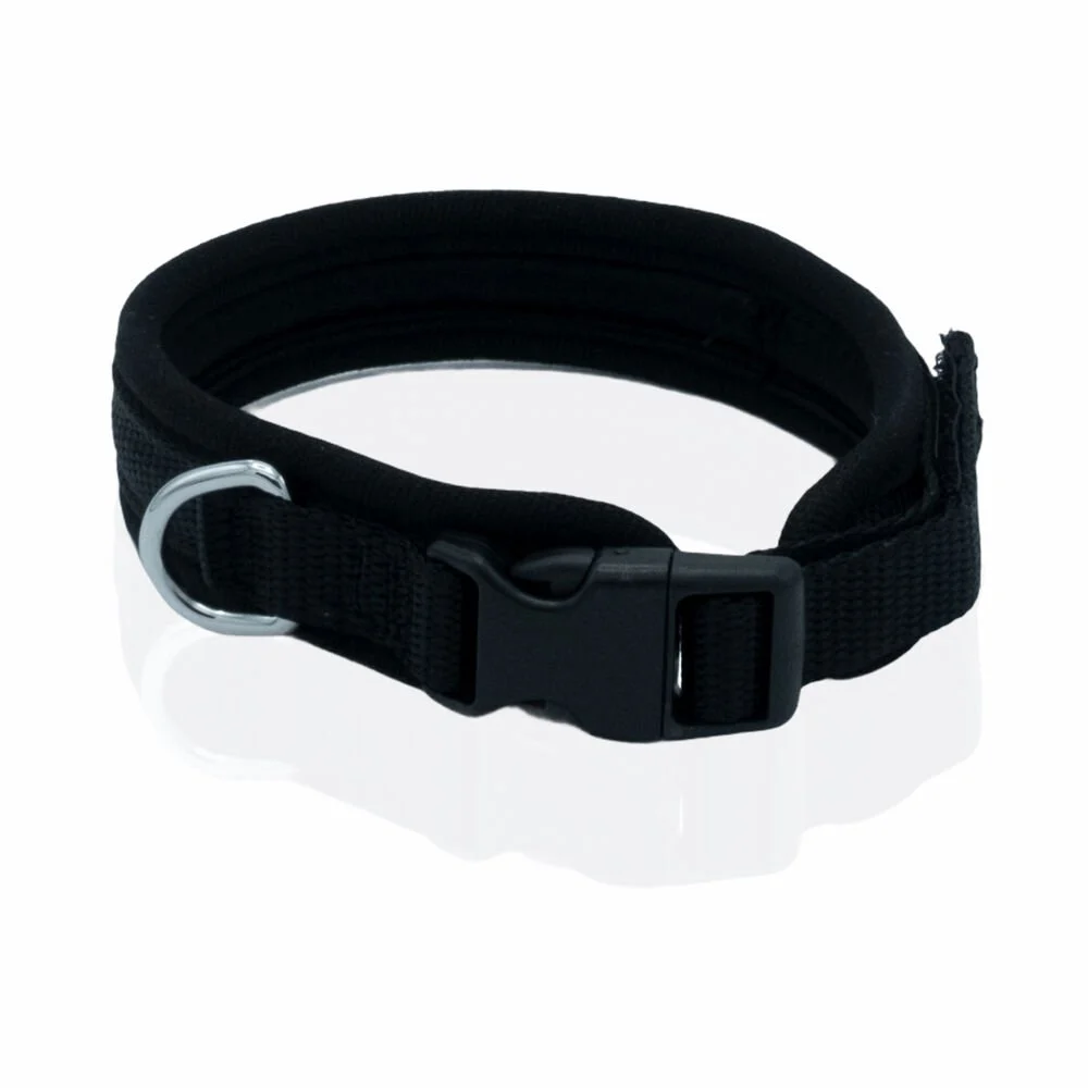 [ADBT1510MBLACK] Doggie Soft Padded Dog Collar 1.5x30-40cm (Black)