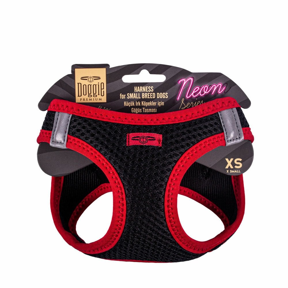 [ANGXSRED] Doggie Neon Small Breed Dog Harness XS 30-34cm (Red)