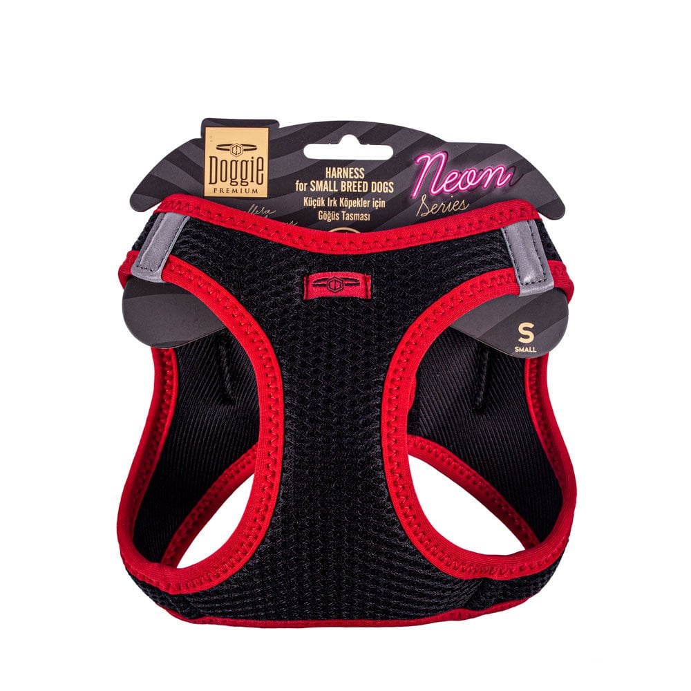 [ANGSRED] Doggie Neon Small Breed Dog Harness S 32-38cm (Red)