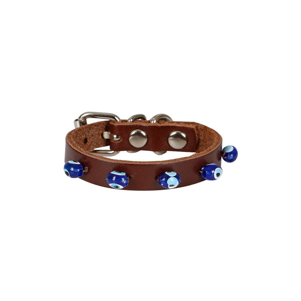 Cattie Boncuklu Deri Kedi Tasması 1x14-18cm