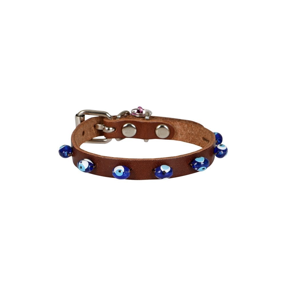 Cattie Boncuklu Deri Kedi Tasması 1x18-22cm