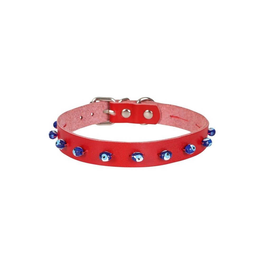 Cattie Boncuklu Deri Kedi Tasması 1.5x28-32cm