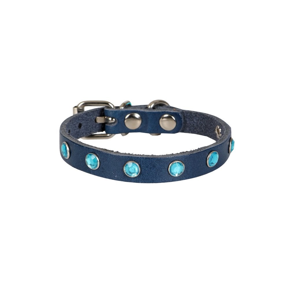 Cattie Rhinestone Leather Cat Collar 1x18-22cm